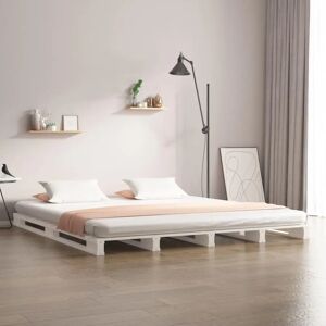 vidaXL Wooden Pallet Bed Frame White 120x190 cm - Small Double vidaXL Wooden Pallet Bed Frame White 120x190 cm - Small Double