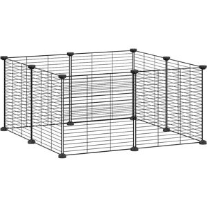 vidaXL 8-Panel Pet Cage Black - Small Animal Enclosure vidaXL 8-Panel Pet Cage Black - Small Animal Enclosure
