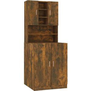 vidaXL Washing Machine Cabinet Smoked Oak Engineered Wood - Bathroom Storage vidaXL Washing Machine Cabinet Smoked Oak Engineered Wood - Bathroom Storage