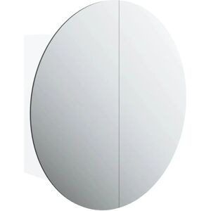 vidaXL White Bathroom Cabinet with Round Mirror & LED - Bathroom Cabinet vidaXL White Bathroom Cabinet with Round Mirror & LED - Bathroom Cabinet