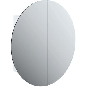 vidaXL White Bathroom Cabinet with Round Mirror & LED - Bathroom Cabinet vidaXL White Bathroom Cabinet with Round Mirror & LED - Bathroom Cabinet