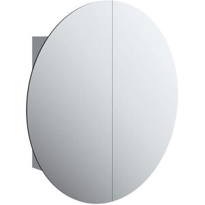 vidaXL Grey Bathroom Cabinet with Round Mirror & LED - Bathroom Cabinet vidaXL Grey Bathroom Cabinet with Round Mirror & LED - Bathroom Cabinet