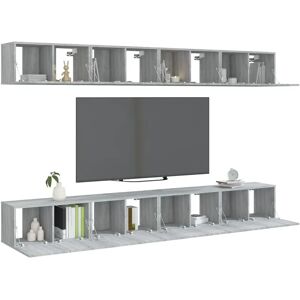 vidaXL 8 pcs Gray Sonoma Wall-Mount TV Stand - TV Furniture vidaXL 8 pcs Gray Sonoma Wall-Mount TV Stand - TV Furniture