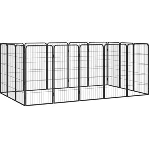 vidaXL Dog Playpen 4 Panels Black - Dog Kennel - Sturdy Steel Playpen for Dogs vidaXL Dog Playpen 4 Panels Black - Dog Kennel - Sturdy Steel Playpen for Dogs
