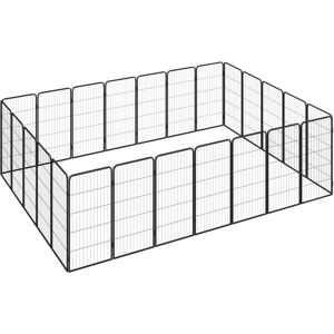 vidaXL Dog Playpen 4 Panels Black Powder-coated Steel - Dog Playpen vidaXL Dog Playpen 4 Panels Black Powder-coated Steel - Dog Playpen