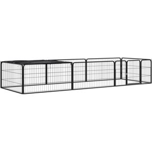vidaXL 8-Panel Dog Playpen Black Steel - Dog Kennel 100x50 cm vidaXL 8-Panel Dog Playpen Black Steel - Dog Kennel 100x50 cm
