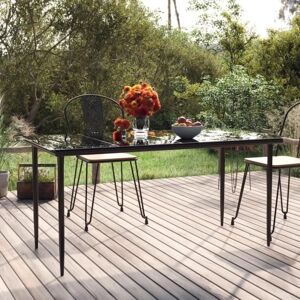 vidaXL Black Steel and Tempered Glass Garden Dining Table 160x80x74cm vidaXL Black Steel and Tempered Glass Garden Dining Table 160x80x74cm