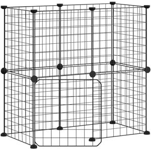 vidaXL 12-Panel with Door Pet Cage Black Steel Rabbit Hutch - Pet Cage vidaXL 12-Panel with Door Pet Cage Black Steel Rabbit Hutch - Pet Cage