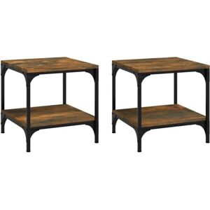 vidaXL Smoked Oak 2 pcs Side Tables 40x40x40 cm - Side Table vidaXL Smoked Oak 2 pcs Side Tables 40x40x40 cm - Side Table