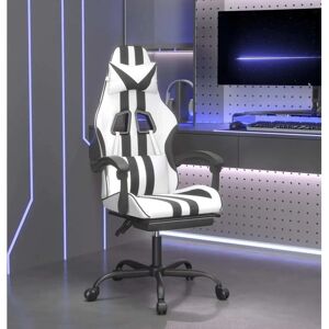 vidaXL Gaming-Stuhl mit Fußstütze - Drehbar - Schwarz & Weiß vidaXL Gaming-Stuhl mit Fußstütze - Drehbar - Schwarz & Weiß