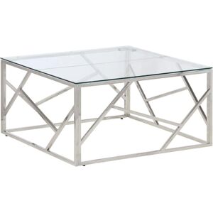 vidaXL Coffee Table - Stainless Steel, Glass - 80x80x40cm - Coffee Table vidaXL Coffee Table - Stainless Steel, Glass - 80x80x40cm - Coffee Table
