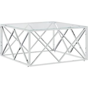 vidaXL 349969 Zilveren roestvrijstalen en glazen salontafel - Salontafel vidaXL 349969 Zilveren roestvrijstalen en glazen salontafel - Salontafel