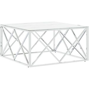 vidaXL 349971 Zilveren roestvrij staal glazen salontafel - Bijzettafel vidaXL 349971 Zilveren roestvrij staal glazen salontafel - Bijzettafel
