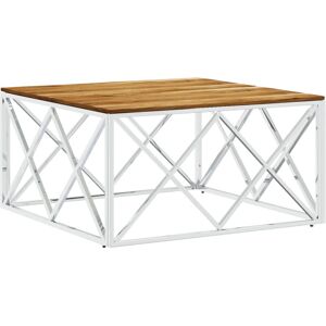 vidaXL 349975 Couchtisch Silber Edelstahl und Massivholz Akazie vidaXL 349975 Couchtisch Silber Edelstahl und Massivholz Akazie