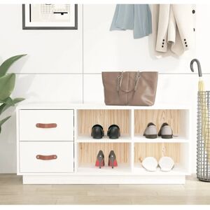 vidaXL Solid Wood Pine Shoe Bench - Shoe Storage Cabinet - White - Shoe Bench vidaXL Solid Wood Pine Shoe Bench - Shoe Storage Cabinet - White - Shoe Bench