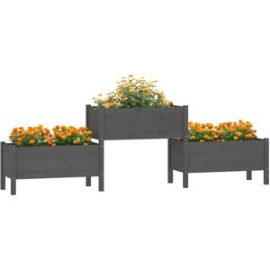 vidaXL Solid Wood Pine Planter - 3 Planters - 245.5x44x75 cm vidaXL Solid Wood Pine Planter - 3 Planters - 245.5x44x75 cm