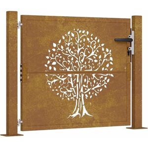 vidaXL Garden Corten Steel Tree Pattern Gate - Garden Gate vidaXL Garden Corten Steel Tree Pattern Gate - Garden Gate