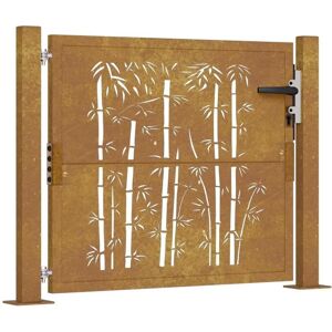 vidaXL Garden Gate 105x80 cm Corten Steel Bamboo - Garden Gate vidaXL Garden Gate 105x80 cm Corten Steel Bamboo - Garden Gate