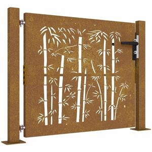 vidaXL Garden Gate 105x105 cm Corten Steel Bamboo - Garden Gate vidaXL Garden Gate 105x105 cm Corten Steel Bamboo - Garden Gate