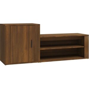 vidaXL Brown Oak Shoe Cabinet - Shoe Storage Organizer vidaXL Brown Oak Shoe Cabinet - Shoe Storage Organizer