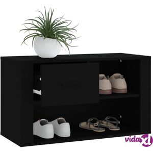 vidaXL Black Engineered Wood Shoe Cabinet - 80x35x45 cm vidaXL Black Engineered Wood Shoe Cabinet - 80x35x45 cm