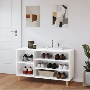 vidaXL White High Gloss Shoe Cabinet Engineered Wood Storage Shelf vidaXL White High Gloss Shoe Cabinet Engineered Wood Storage Shelf