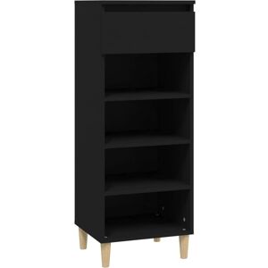 vidaXL Black Shoe Cabinet Engineered Wood Home Storage Organiser - Shoe Cabinet vidaXL Black Shoe Cabinet Engineered Wood Home Storage Organiser - Shoe Cabinet
