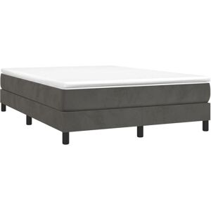 vidaXL Donkergrijze fluwelen boxspring 140x190cm - Bed vidaXL Donkergrijze fluwelen boxspring 140x190cm - Bed