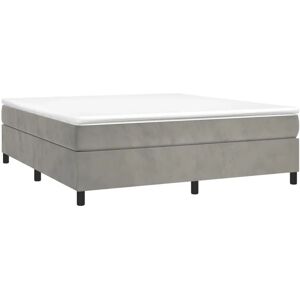 vidaXL Boxspringbed Lichtgrijs 200x200 cm Fluweel - Box Spring Bed vidaXL Boxspringbed Lichtgrijs 200x200 cm Fluweel - Box Spring Bed