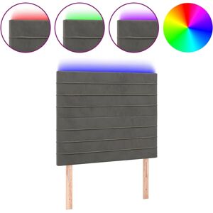 VidaXL Hoofdbord Donkergrijs - Hoofdbord, Modern, LED, Fluweel VidaXL Hoofdbord Donkergrijs - Hoofdbord, Modern, LED, Fluweel