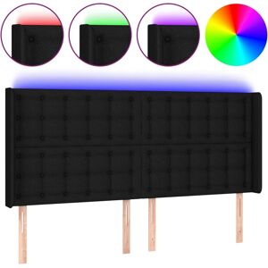 Maisonchic Sort LED-sengegavl - 203x16x118/128 cm - Sengegavl Maisonchic Sort LED-sengegavl - 203x16x118/128 cm - Sengegavl