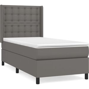 Lit gris VidaXL avec matelas à ressorts et tête de lit - Lit Lit gris VidaXL avec matelas à ressorts et tête de lit - Lit