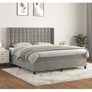 vidaXL Lichtgrijs fluwelen dubbelbed met matras - Bed vidaXL Lichtgrijs fluwelen dubbelbed met matras - Bed