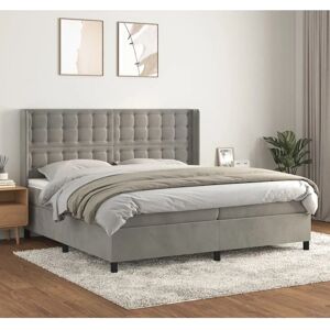 MAISONCHIC - Hellgraues Samtboxspringbett mit verstellbarem Kopfteil - Bett MAISONCHIC - Hellgraues Samtboxspringbett mit verstellbarem Kopfteil - Bett