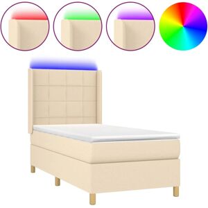 Lit vidaXL Crème avec LED et Matelas à Ressorts - Lit Lit vidaXL Crème avec LED et Matelas à Ressorts - Lit