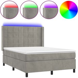 Lit en Velours Gris Clair avec LED vidaXL - Lit Lit en Velours Gris Clair avec LED vidaXL - Lit