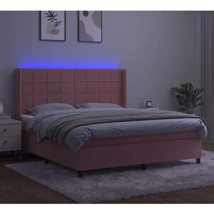 Maisonchic Rosa Samtbett mit LED & Federkernmatratze - Bett Maisonchic Rosa Samtbett mit LED & Federkernmatratze - Bett