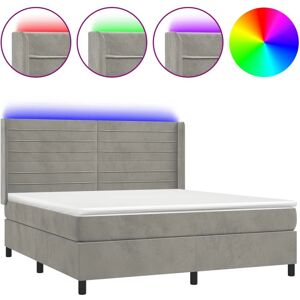 Lit avec LED, Velours Gris, 160x200cm Lit avec LED, Velours Gris, 160x200cm
