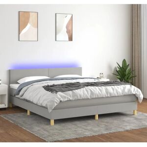 MAISONCHIC Lit gris clair avec LED et matelas à ressorts - Lit MAISONCHIC Lit gris clair avec LED et matelas à ressorts - Lit