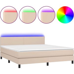 vidaXL Lit en Cuir Synthétique Cappuccino avec LED - Lit vidaXL Lit en Cuir Synthétique Cappuccino avec LED - Lit