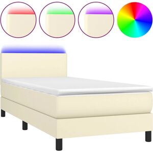 Lit VidaXL avec LED - Matelas à ressorts - Crème Lit VidaXL avec LED - Matelas à ressorts - Crème