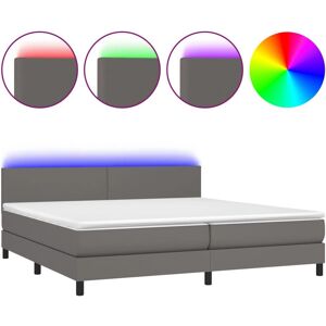 Lit en cuir gris avec LED - Lit Lit en cuir gris avec LED - Lit