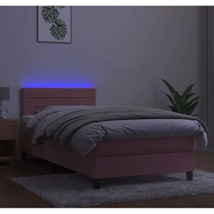 vidaXL Pink Velvet Bett mit LED, Modell: 90x200 cm, Verstellbares Kopfteil vidaXL Pink Velvet Bett mit LED, Modell: 90x200 cm, Verstellbares Kopfteil