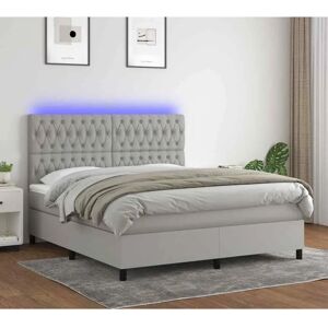 MAISONCHIC Hellgraues Bett mit LED & Matratze MAISONCHIC Hellgraues Bett mit LED & Matratze