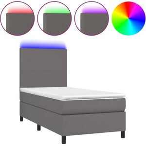 Lit gris avec LED et matelas à ressorts ensachés vidaXL Lit gris avec LED et matelas à ressorts ensachés vidaXL