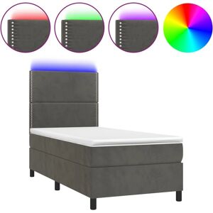 MAISONCHIC Bett mit Matratze und LED - Samtgrau 90x190cm MAISONCHIC Bett mit Matratze und LED - Samtgrau 90x190cm