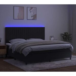 Lit en Velours Noir avec Matelas et LED - 200x200 cm vidaXL Lit en Velours Noir avec Matelas et LED - 200x200 cm vidaXL