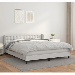 Maisonchic - Lit blanc en cuir avec matelas - 180x200cm Maisonchic - Lit blanc en cuir avec matelas - 180x200cm