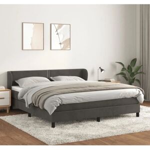 Letto in Velluto Grigio Scuro con Materasso a Molle - Letto Letto in Velluto Grigio Scuro con Materasso a Molle - Letto