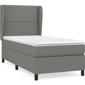 vidaXL lit - 90x200cm - gris foncé - sommier avec matelas vidaXL lit - 90x200cm - gris foncé - sommier avec matelas